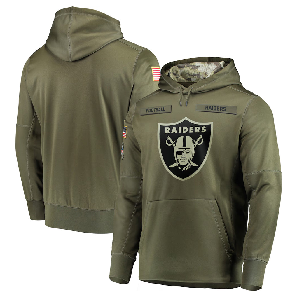 Kdoa LV.Raiders Olive Salute to Service Pullover Hoodies Home Game Blank Player Stitched Jerseys