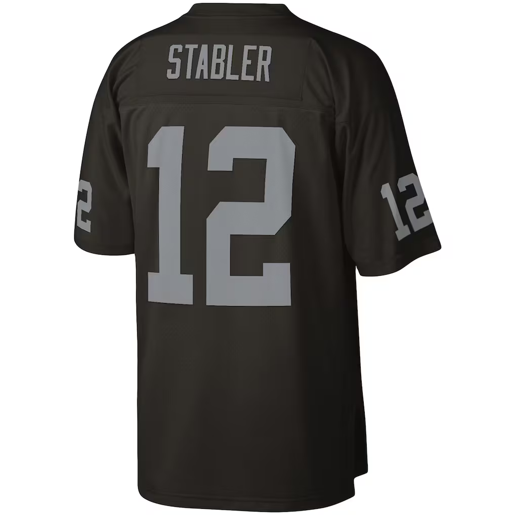 Kdoa LV.Raiders #12 Ken Stabler Mitchell & Ness Black Legacy Replica Jersey