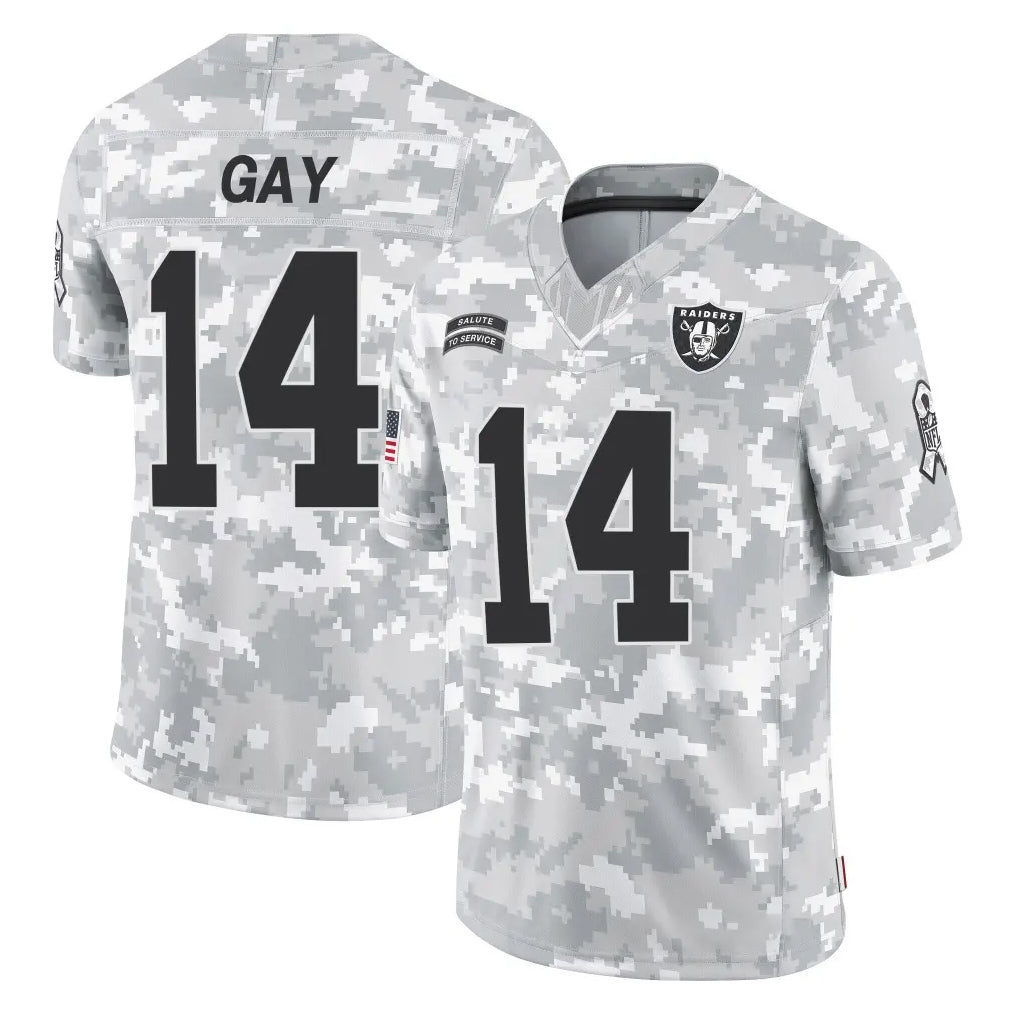 Kdoa LV.Raiders #14 Matt Gay Player Arctic Camo Salute To Service Limited Game Stitched Jerseys