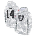 Kdoa LV.Raiders #14 Matt Gay Player Arctic Camo Salute to Service Hoodies Limited Game Stitched Jerseys
