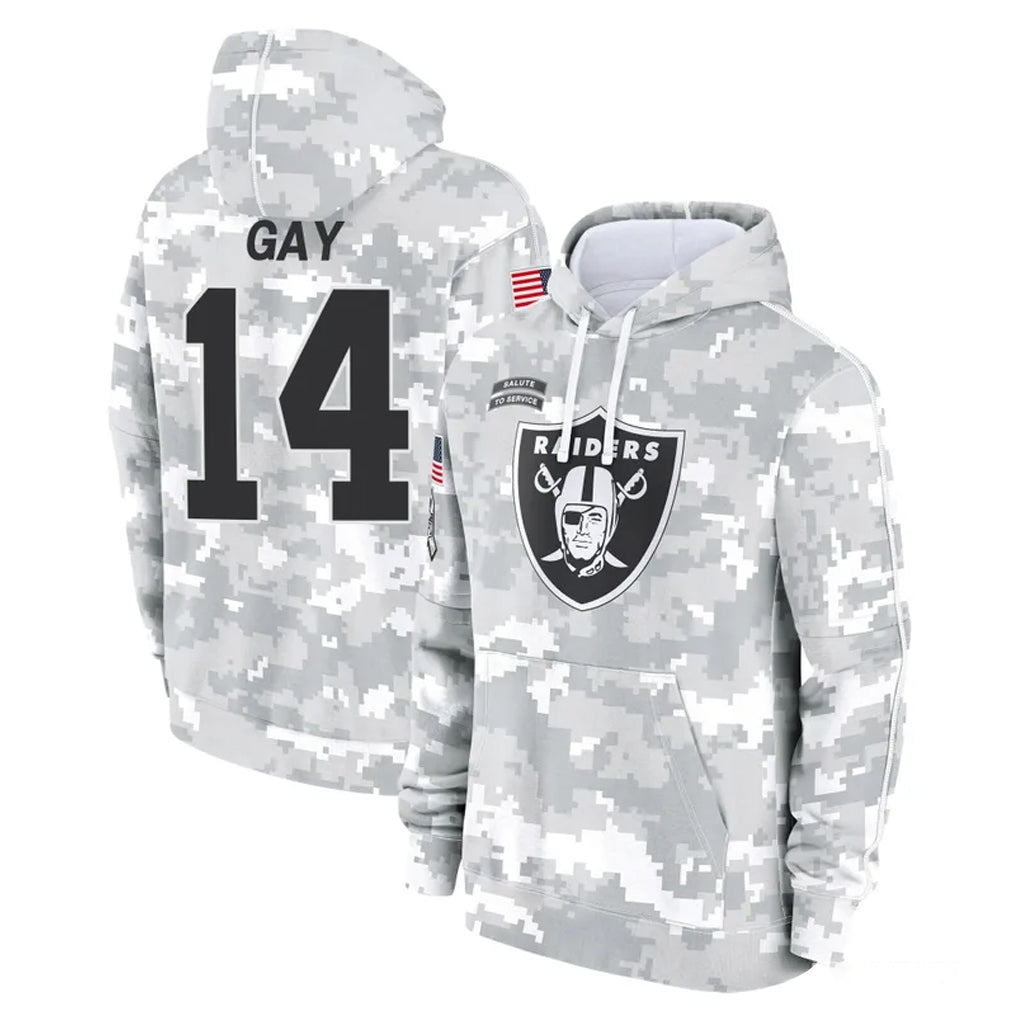 Kdoa LV.Raiders #14 Matt Gay Player Arctic Camo Salute to Service Hoodies Limited Game Stitched Jerseys