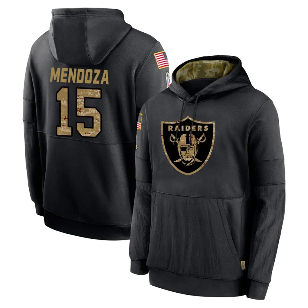 Kdoa LV.Raiders #15 Fernando Mendoza Player Black Salute to Service Hoodies Limited Game Stitched Jerseys