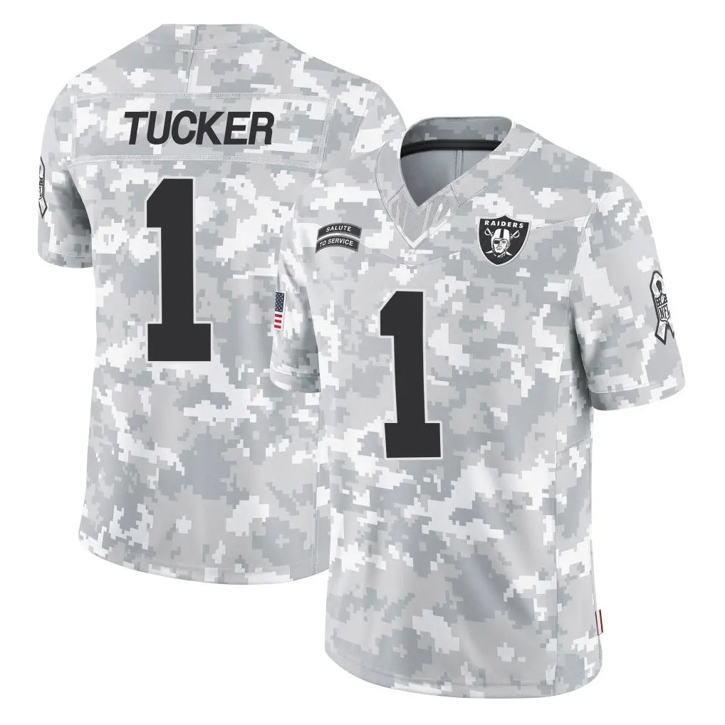 Kdoa LV.Raiders #1 Tre Tucker Player Arctic Camo Salute To Service Limited Game Stitched Jerseys