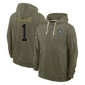 Kdoa LV.Raiders #1 Tre Tucker Player Olive Salute to Service Pullover Hoodies Limited Stitched Jerseys