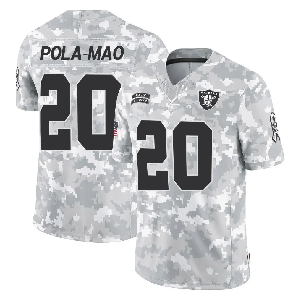 Kdoa LV.Raiders #20 Isaiah Pola-Mao Player Arctic Camo Salute To Service Limited Game Stitched Jerseys