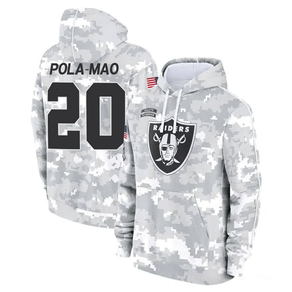 Kdoa LV.Raiders #20 Isaiah Pola-Mao Player Arctic Camo Salute to Service Hoodies Limited Game Stitched Jerseys