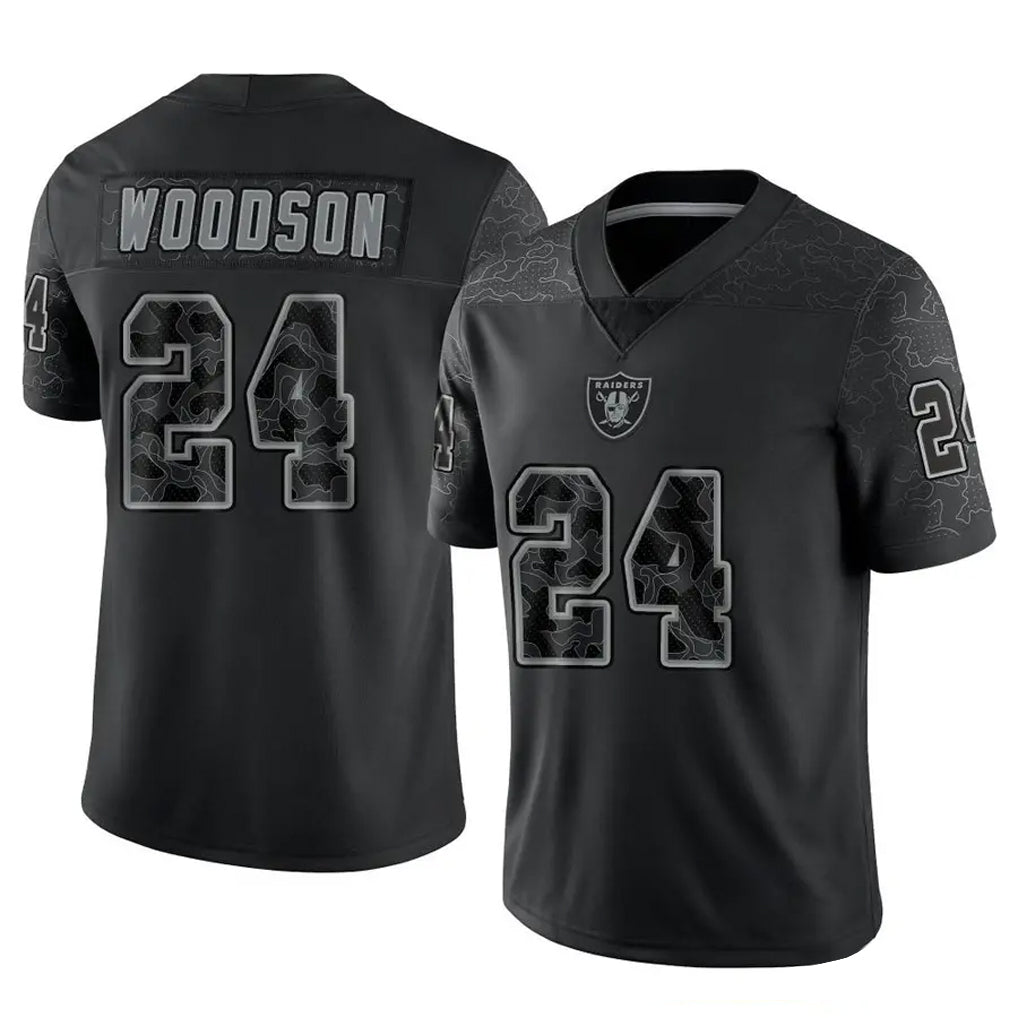 Kdoa LV.Raiders #24 Charles Woodson Player RFLCTV Limited Black Stitched Jerseys