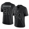 Kdoa LV.Raiders #24 Charles Woodson Player RFLCTV Limited Black Stitched Jerseys