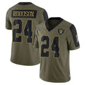 Kdoa LV.Raiders #24 Charles Woodson Player Salute To Service Olive Stitched Jerseys