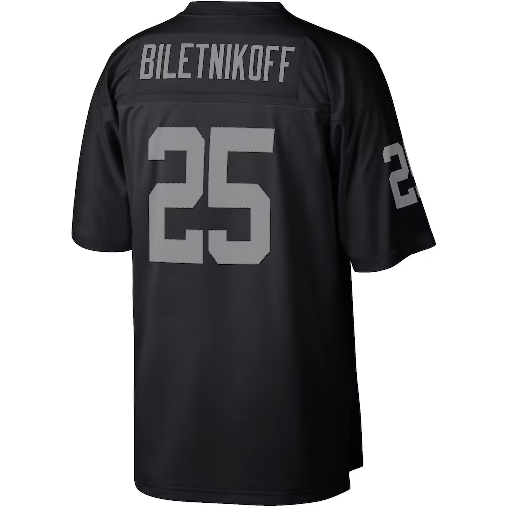 Kdoa LV.Raiders #25 Fred Biletnikoff Mitchell & Ness Black Legacy Replica Jersey