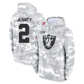 Kdoa LV.Raiders #2 Ashton Jeanty Player Arctic Camo Salute to Service Hoodies Limited Game Stitched Jerseys