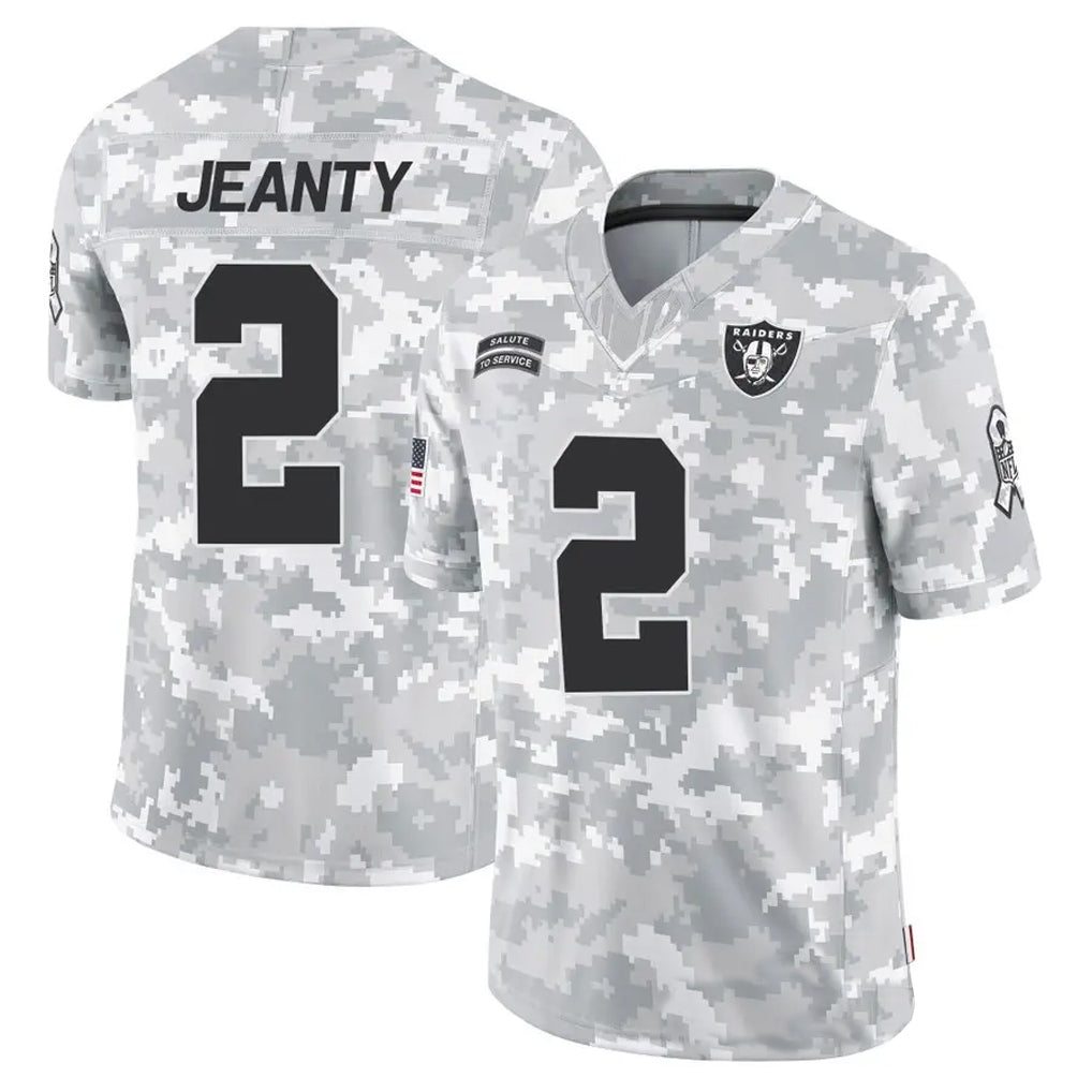 Kdoa LV.Raiders #2 Ashton Jeanty Player Arctic Camo Salute to Service Limited  Stitched Jerseys