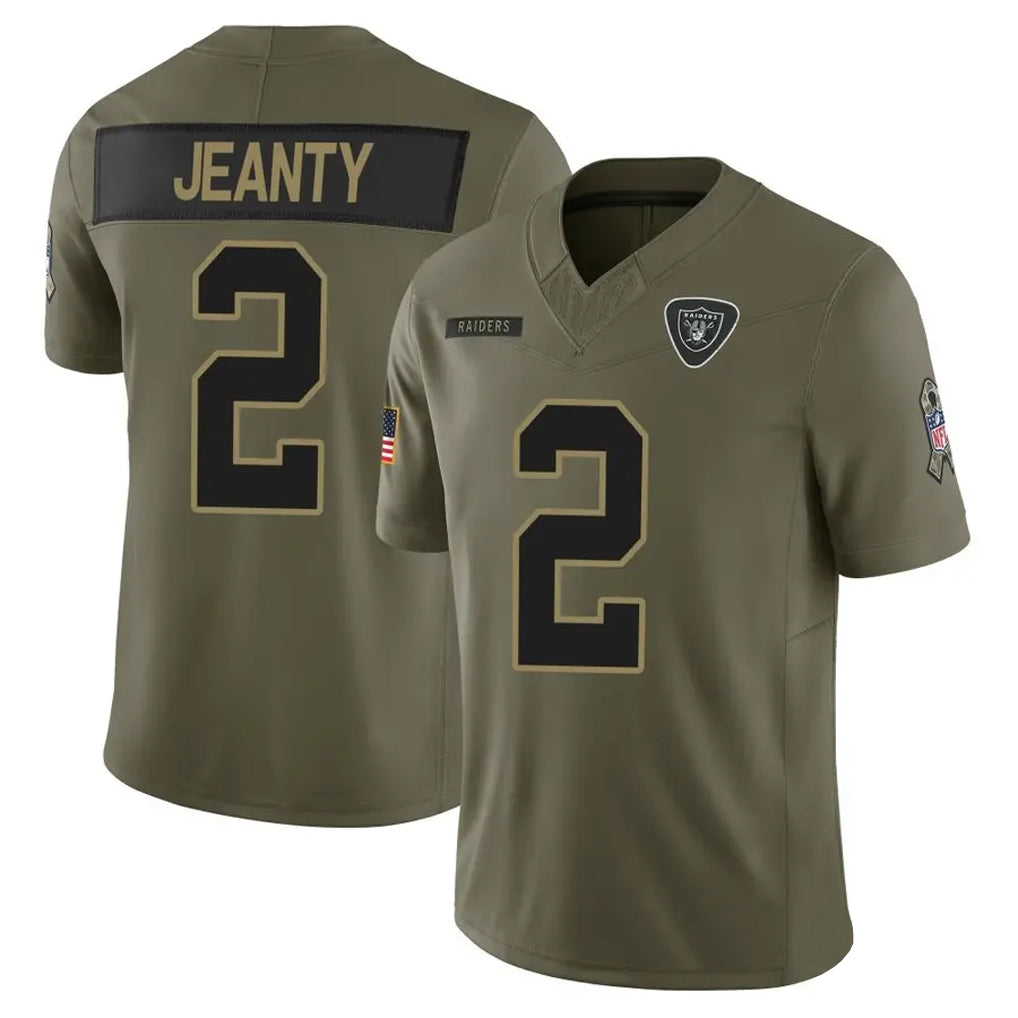 Kdoa LV.Raiders #2 Ashton Jeanty Player Salute To Service Limited Olive Stitched Jerseys