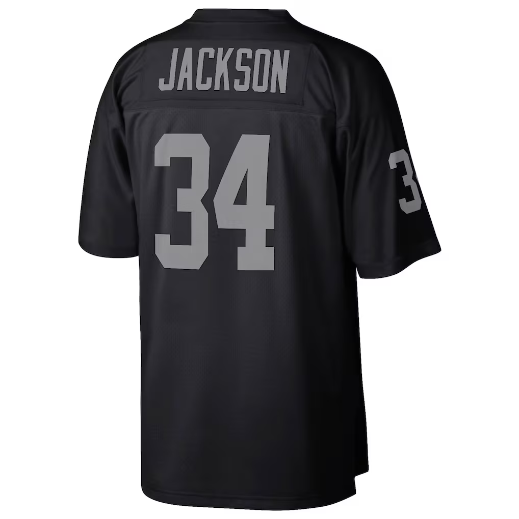 Kdoa LV.Raiders #34 Bo Jackson Mitchell & Ness Black Legacy Replica Stitched Jerseys