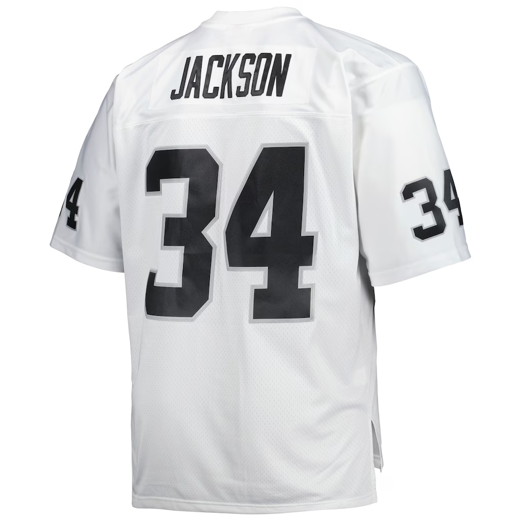 Kdoa LV.Raiders #34 Bo Jackson Mitchell & Ness White Big & Tall 1988 Retired Player Replica Stitched Puhic Jersey