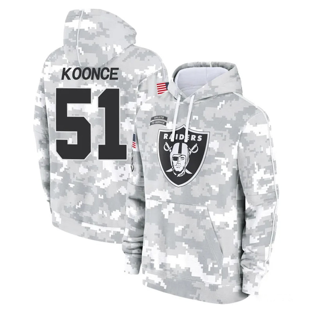 Kdoa LV.Raiders #51 Malcolm Koonce Player Arctic Camo Salute to Service Hoodies Limited Game Stitched Jerseys