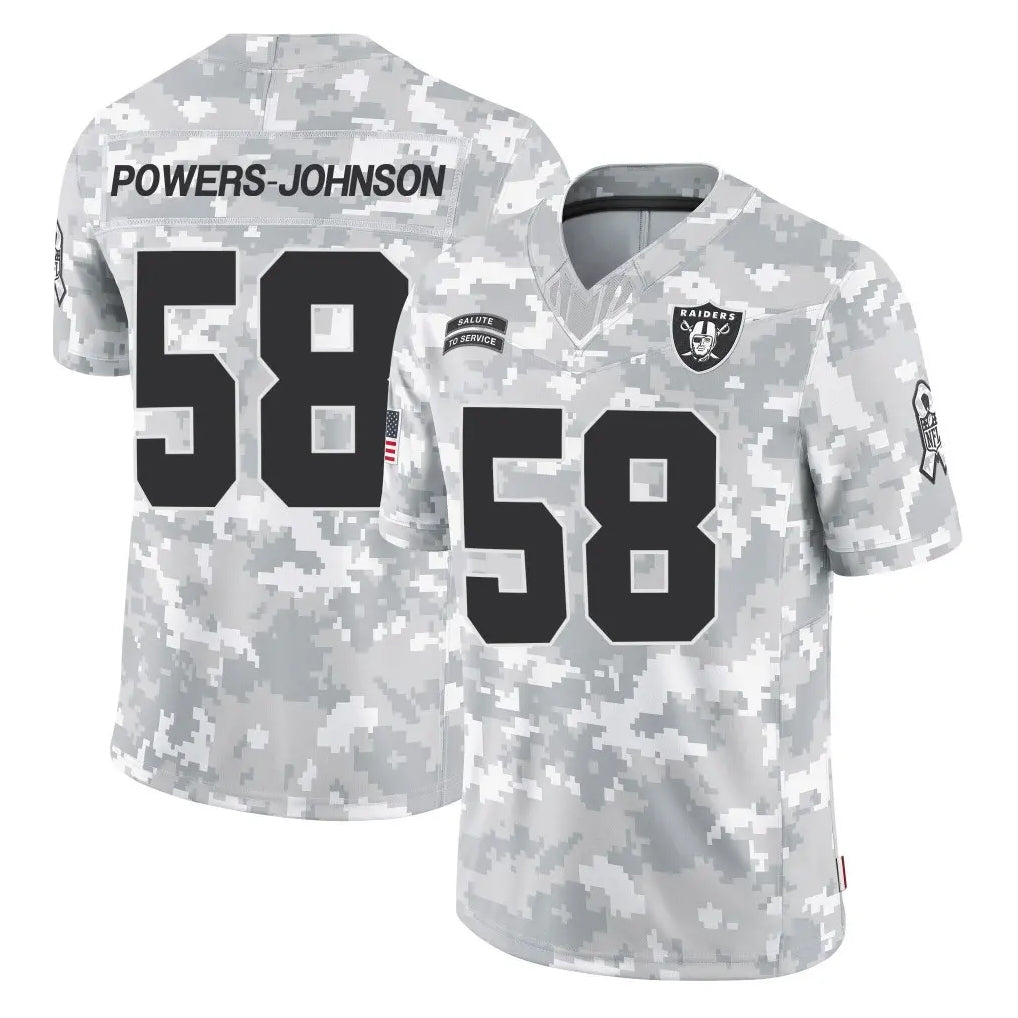 Kdoa LV.Raiders #58 Jackson Powers-Johnson Player Arctic Camo Salute To Service Limited Game Stitched Jerseys
