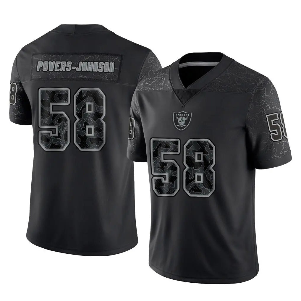 Kdoa LV.Raiders #58 Jackson Powers-Johnson Player Black Reflective Limited Game Stitched Jerseys