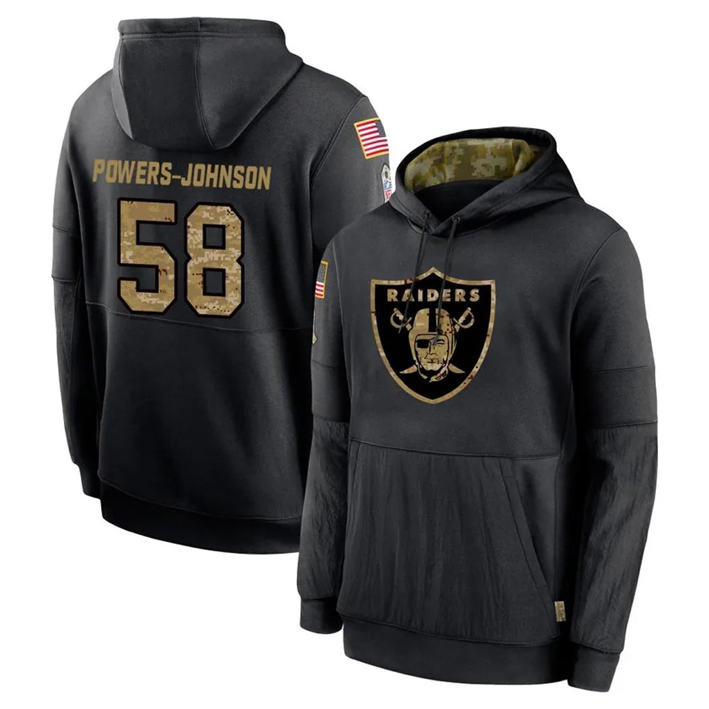 Kdoa LV.Raiders #58 Jackson Powers-Johnson Player Black Salute to Service Hoodies Limited Game Stitched Jerseys