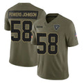 Kdoa LV.Raiders #58 Jackson Powers-Johnson Player Olive 2025 Salute To Service Limited Game Stitched Jerseys