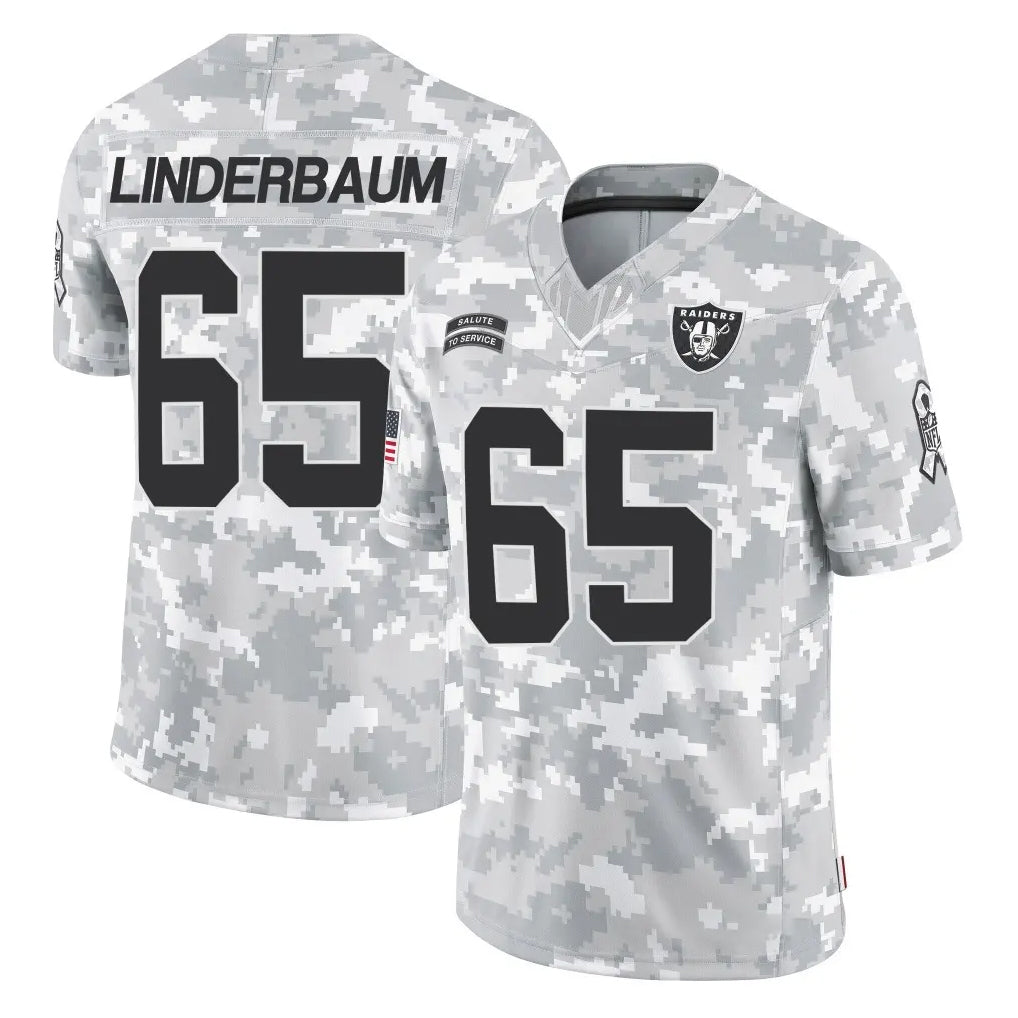 Kdoa LV.Raiders #65 Tyler Linderbaum Player Arctic Camo Salute To Service Limited Game Stitched Jerseys