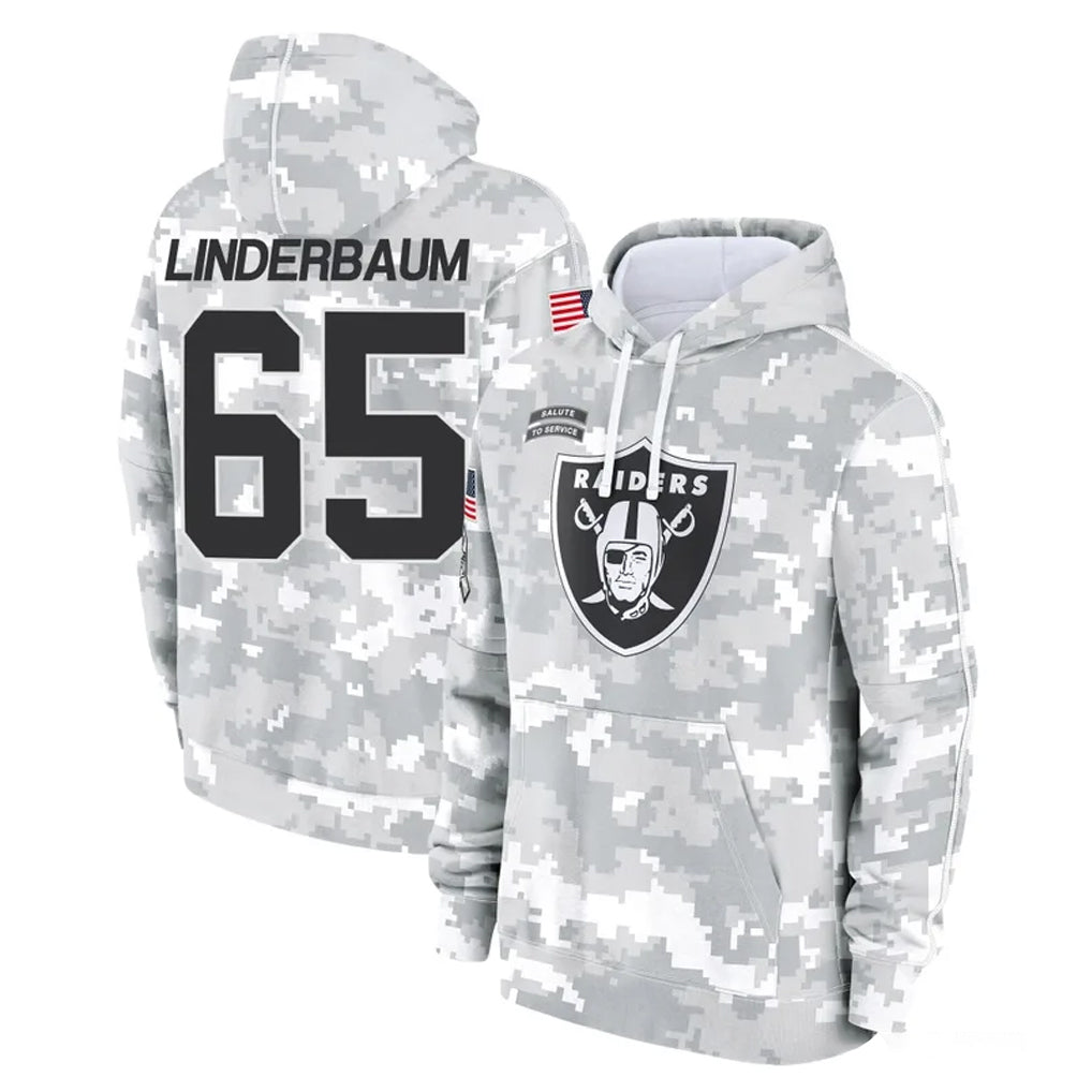 Kdoa LV.Raiders #65 Tyler Linderbaum Player Arctic Camo Salute to Service Hoodies Limited Game Stitched Jerseys