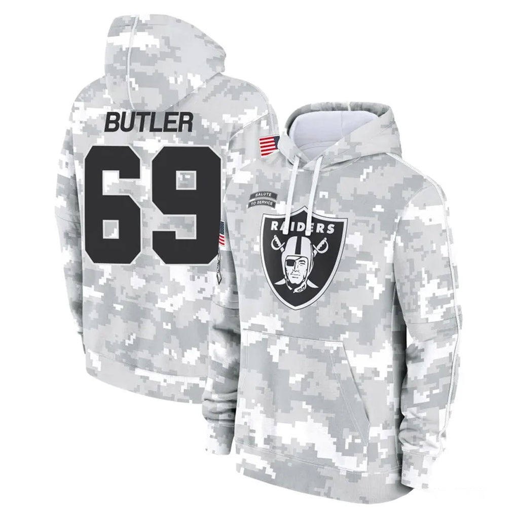 Kdoa LV.Raiders #69 Adam Butler Player Arctic Camo Salute to Service Hoodies Limited Game Stitched Jerseys