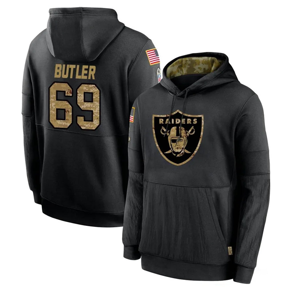 Kdoa LV.Raiders #69 Adam Butler Player Black Salute to Service Hoodies Limited Game Stitched Jerseys