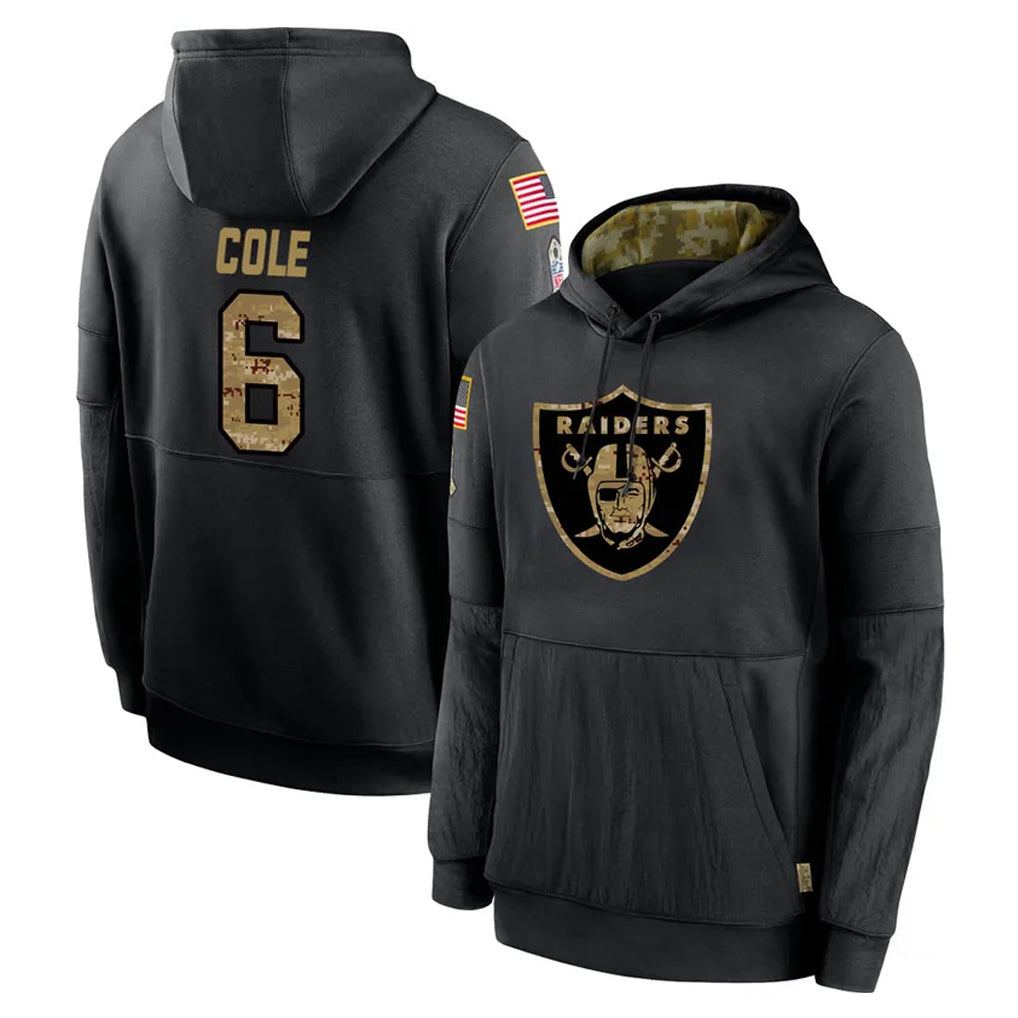 Kdoa LV.Raiders #6 A.J. Cole Player Black Salute to Service Hoodies Limited Game Stitched Jerseys