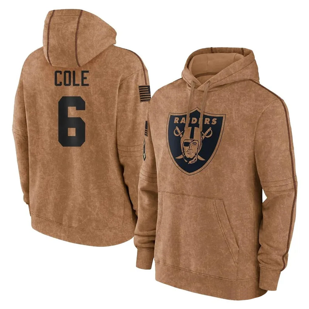 Kdoa LV.Raiders #6 A.J. Cole Player Brown Salute to Service Hoodies Limited Game Stitched Jerseys