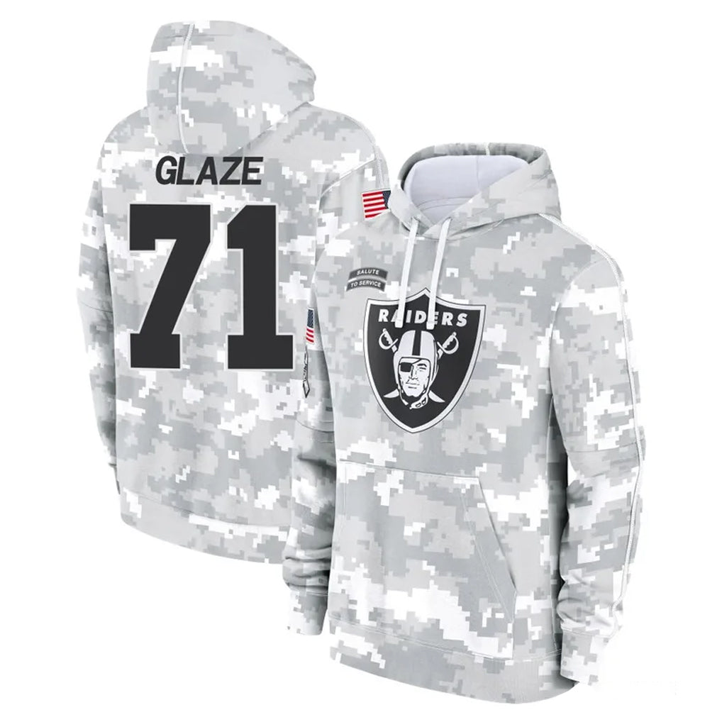 Kdoa LV.Raiders #71 DJ Glaze Player Arctic Camo Salute to Service Hoodies Limited Game Stitched Jerseys
