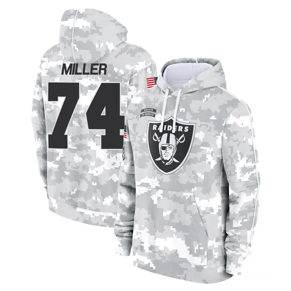 Kdoa LV.Raiders #74 Kolton Miller Player Arctic Camo Salute to Service Hoodies Limited Game Stitched Jerseys