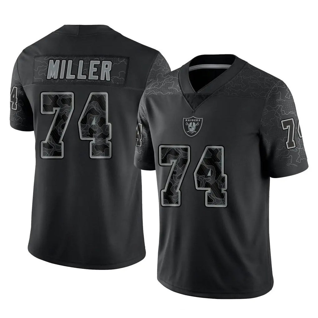 Kdoa LV.Raiders #74 Kolton Miller Player Black Reflective Limited Game Stitched Jerseys
