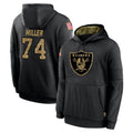 Kdoa LV.Raiders #74 Kolton Miller Player Black Salute to Service Hoodies Limited Game Stitched Jerseys