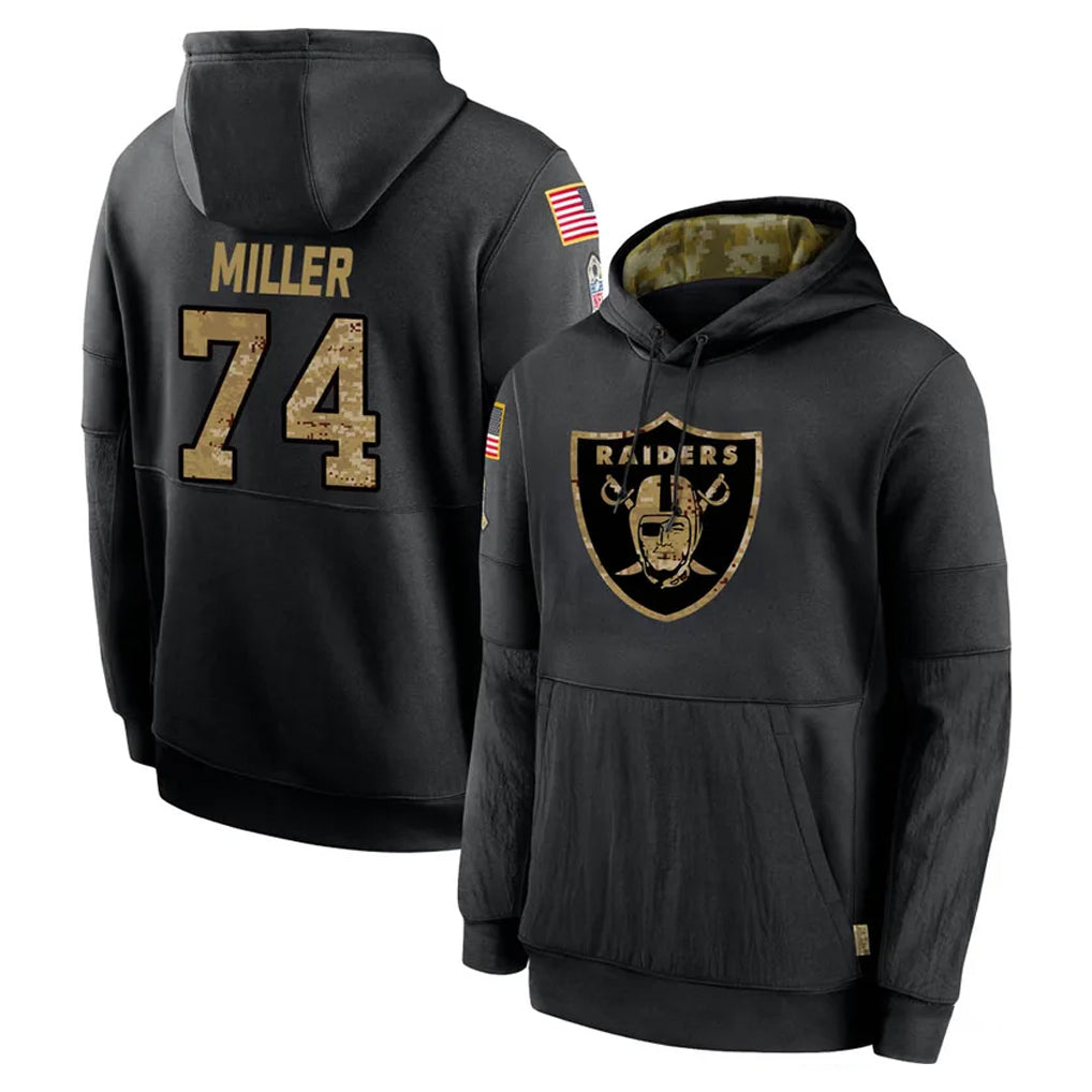 Kdoa LV.Raiders #74 Kolton Miller Player Black Salute to Service Hoodies Limited Game Stitched Jerseys