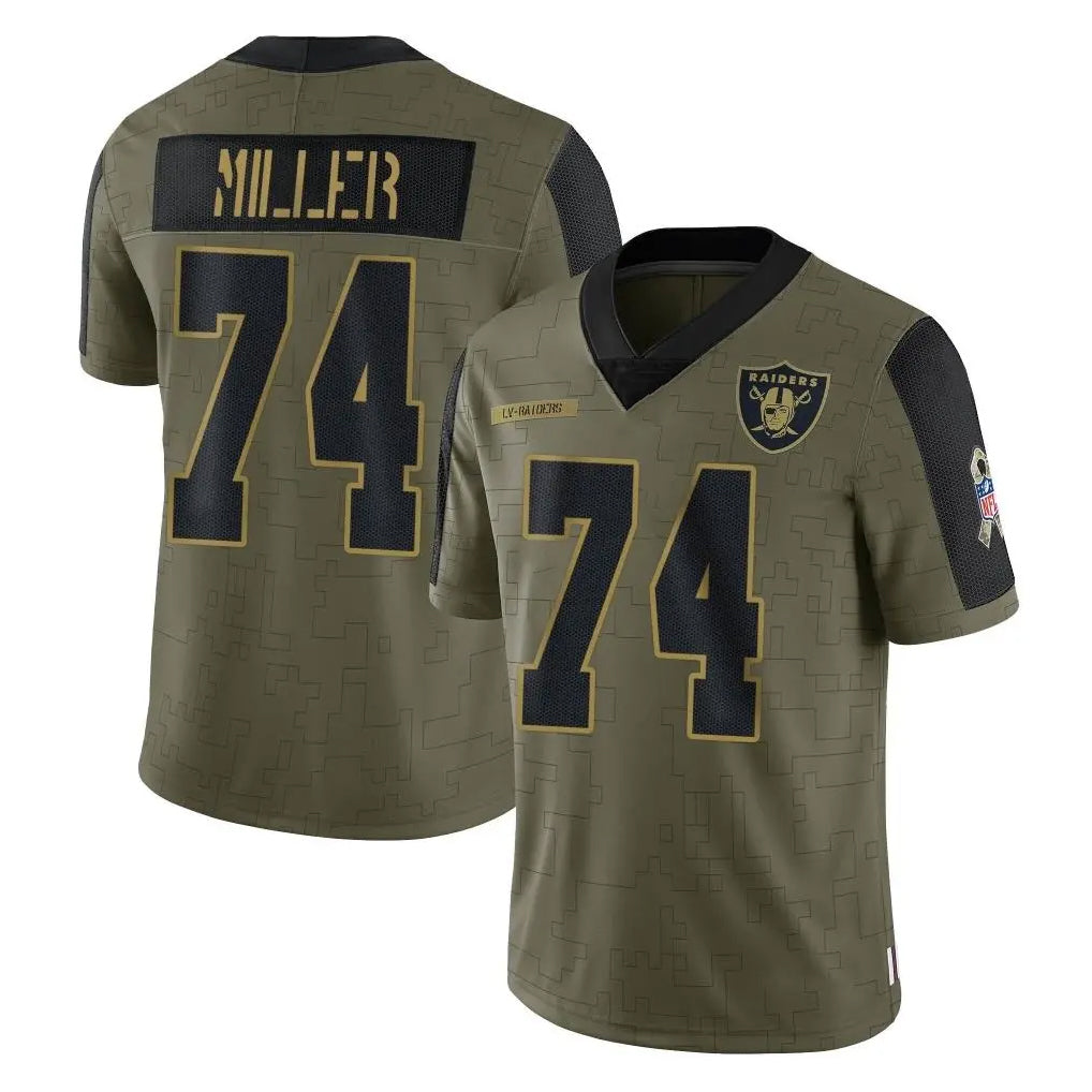 Kdoa LV.Raiders #74 Kolton Miller Player Olive Salute To Service Limited Game Stitched Jerseys
