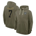 Kdoa LV.Raiders #7 Quay Walker Player Olive Salute to Service Pullover Hoodies Limited Stitched Jerseys