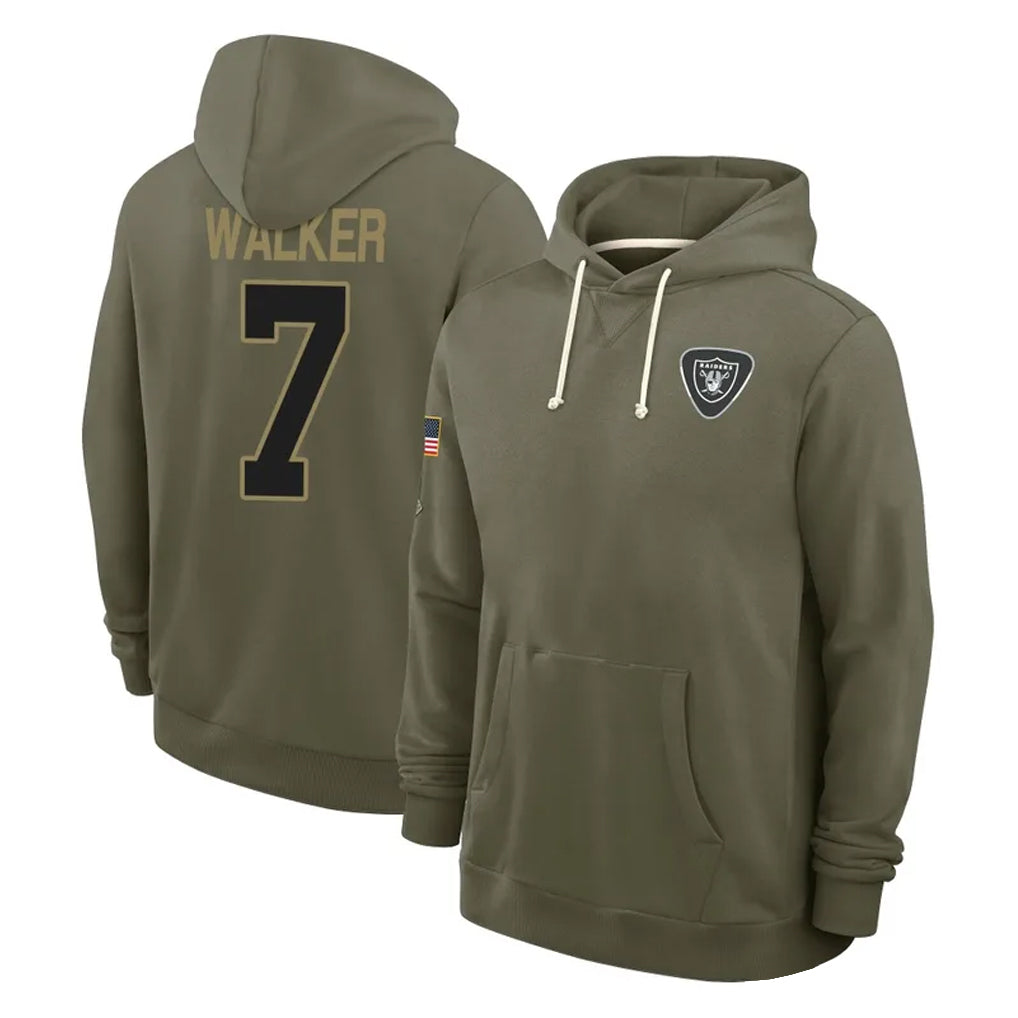 Kdoa LV.Raiders #7 Quay Walker Player Olive Salute to Service Pullover Hoodies Limited Stitched Jerseys