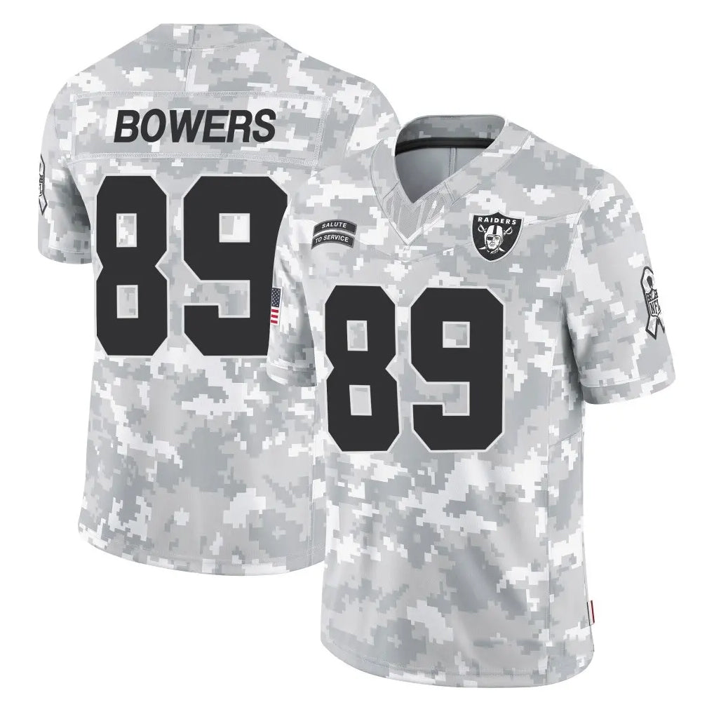 Kdoa LV.Raiders #89 Brock Bowers Player Arctic Camo Salute to Service Limited  Stitched Jerseys