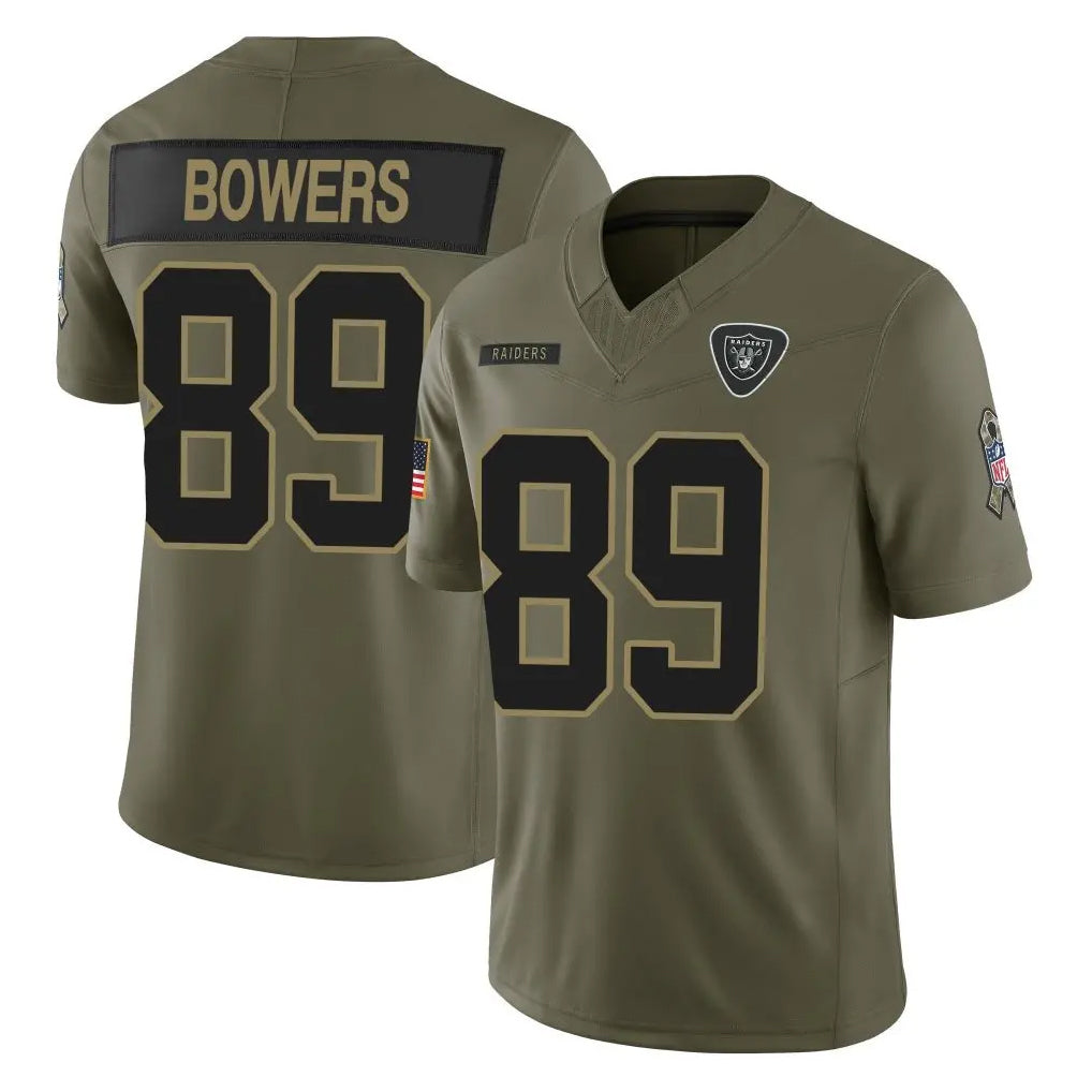Kdoa LV.Raiders #89 Brock Bowers Player Olive 2025 Salute To Service Limited Game Stitched Jerseys