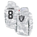 Kdoa LV.Raiders #8 Kirk Cousins Player Arctic Camo Salute to Service Hoodies Limited Game Stitched Jerseys