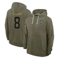Kdoa LV.Raiders #8 Kirk Cousins Player Olive Salute to Service Pullover Hoodies Limited Stitched Jerseys