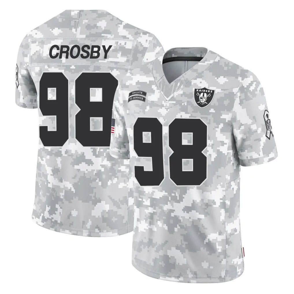 Kdoa LV.Raiders #98 Maxx Crosby Player Arctic Camo Salute To Service Limited Game Stitched Jerseys