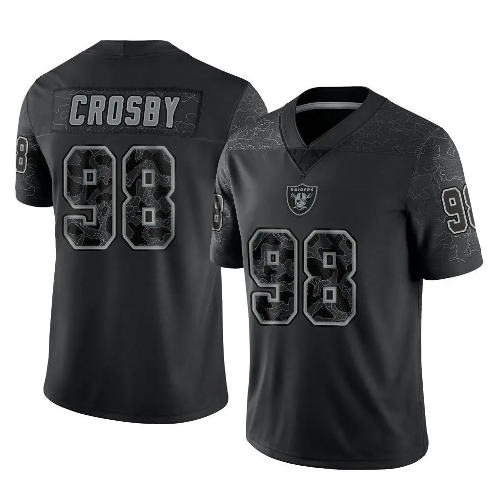 Kdoa LV.Raiders #98 Maxx Crosby Player Black Reflective Limited Game Stitched Jerseys