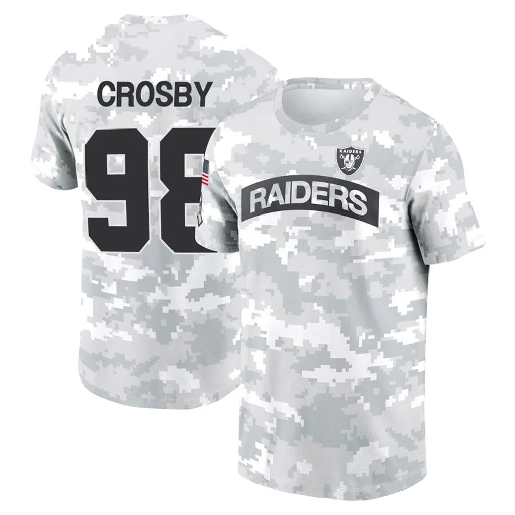 Kdoa LV.Raiders #98 Maxx Crosby Player Black Salute to Service T-Shirts Stitched Jerseys