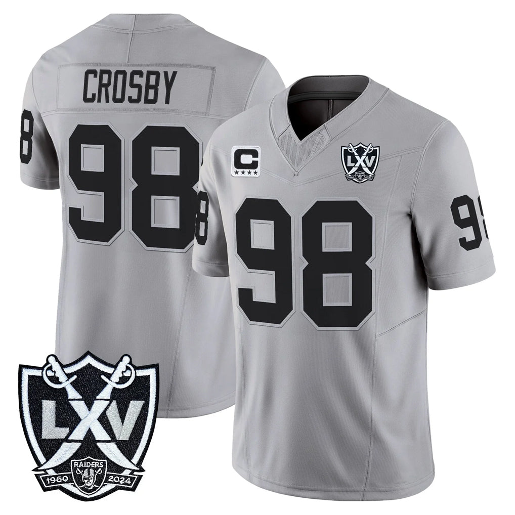 Kdoa LV.Raiders #98 Maxx Crosby Player Gray 2026 Vapor Limited Home Game Stitched Jerseys