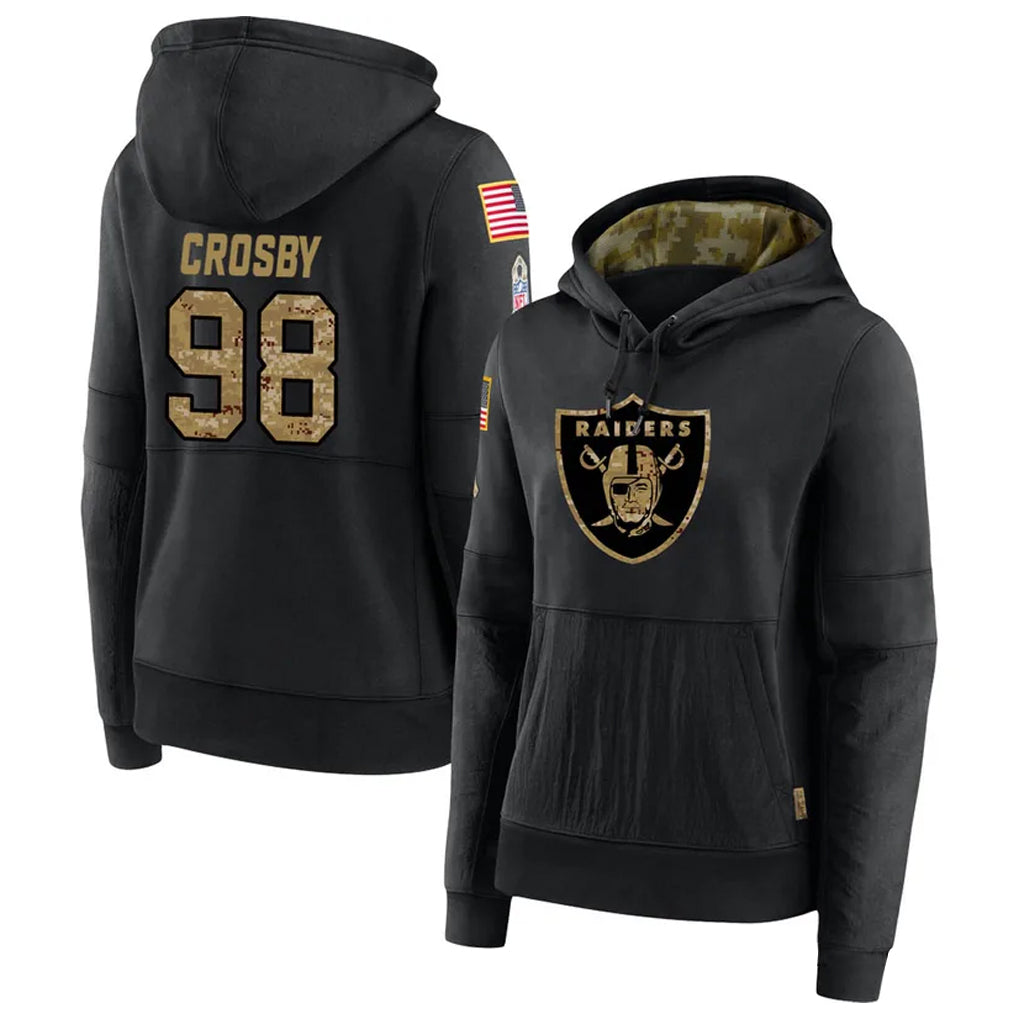 Kdoa LV.Raiders #98 Maxx Crosby Player Salute to Service Black Hoodies Stitched Jerseys