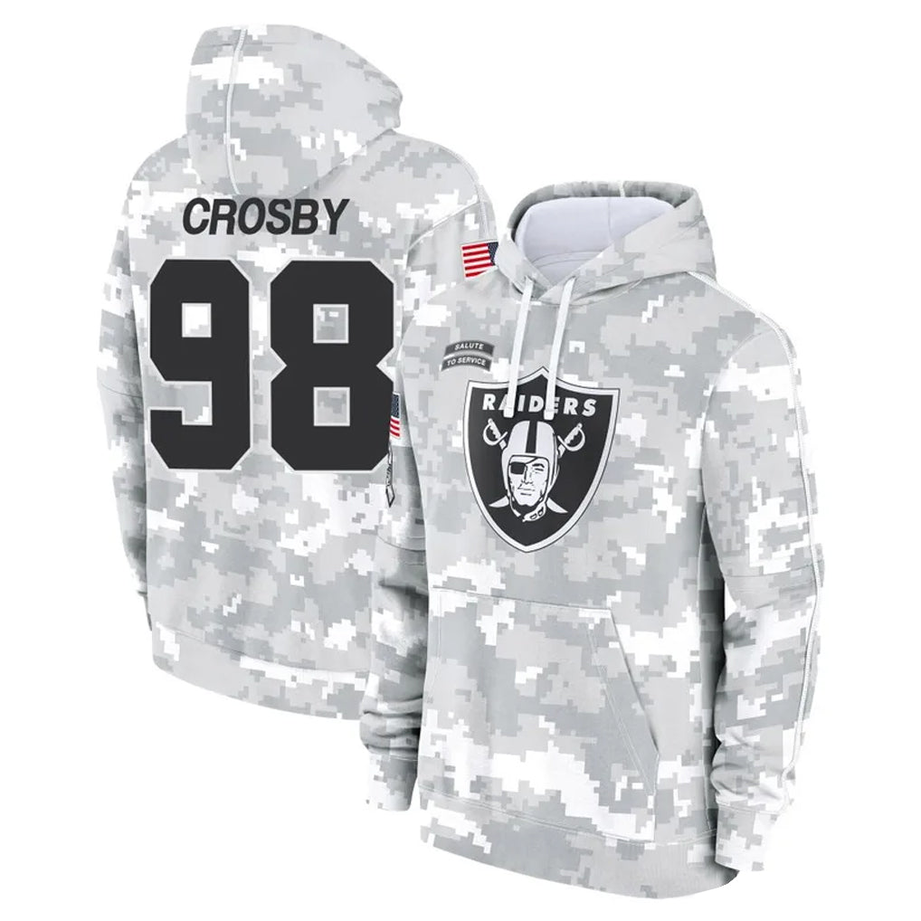 Kdoa LV.Raiders #98 Maxx Crosby Player Salute to Service Hoodies Stitched Jerseys
