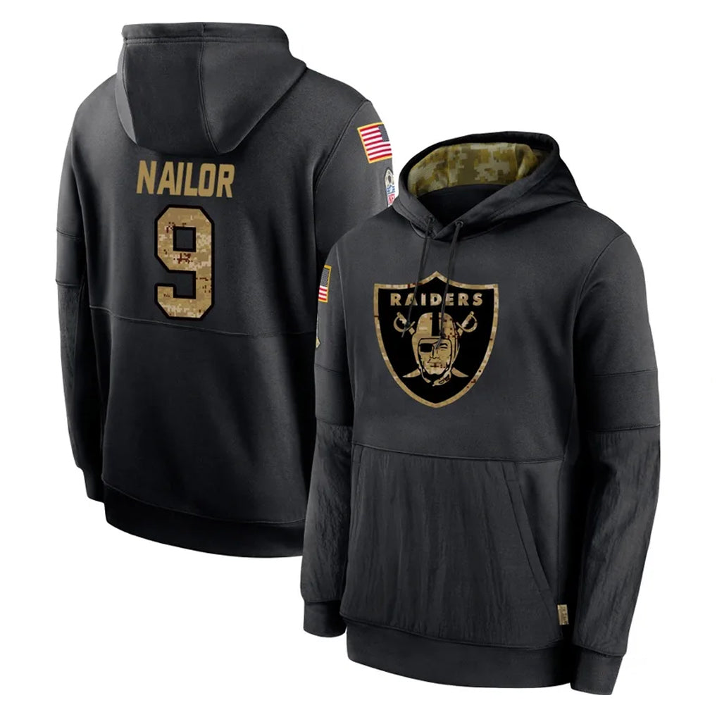 Kdoa LV.Raiders #9 Jalen Nailor Player Black Salute to Service Hoodies Limited Game Stitched Jerseys