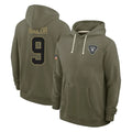 Kdoa LV.Raiders #9 Jalen Nailor Player Olive Salute to Service Pullover Hoodies Limited Stitched Jerseys